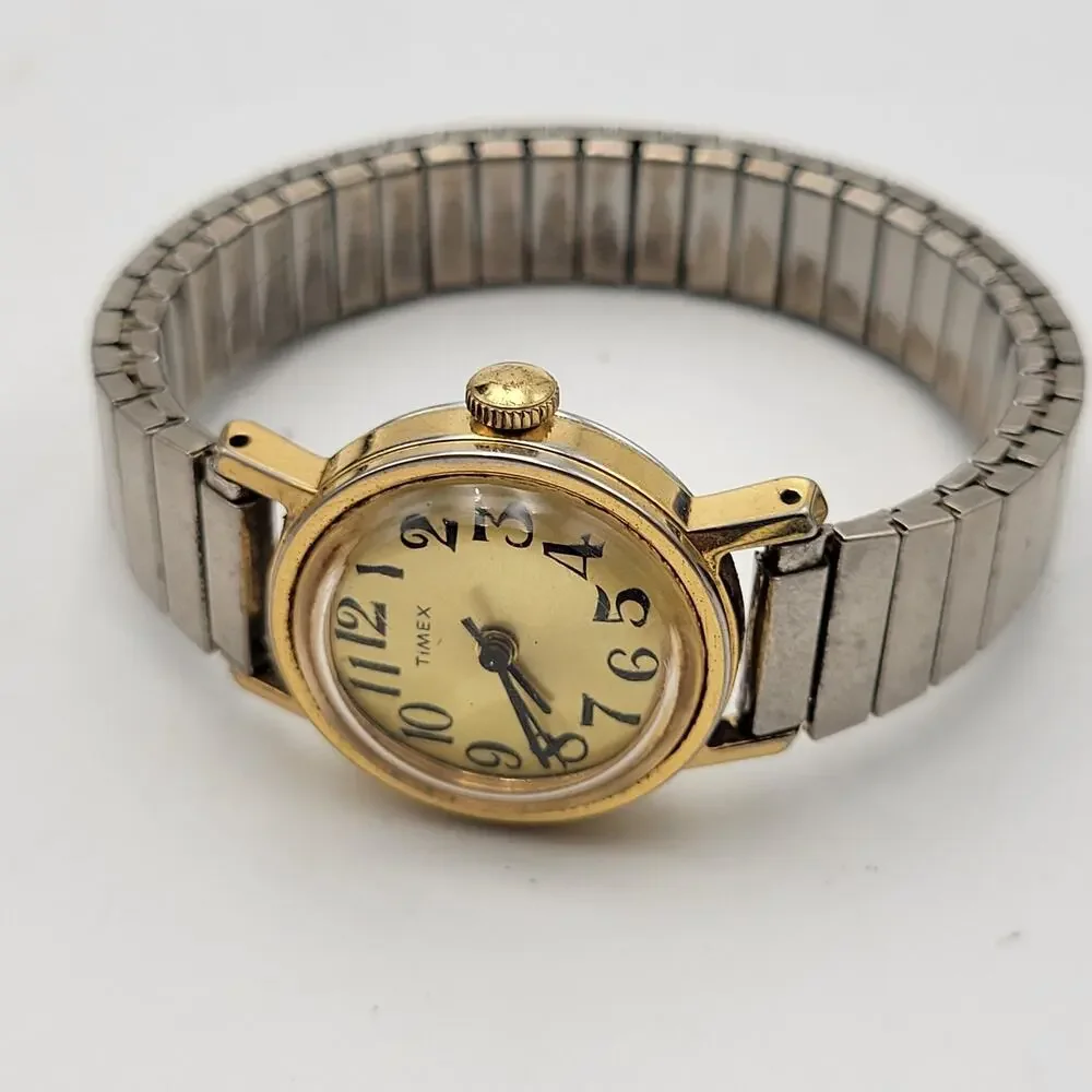1977 Timex Gold Two Tone Wind-up Analog Women's Watch For Repair Or Parts Only